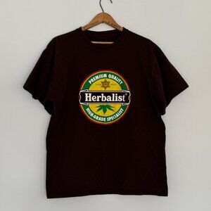 Vtg Rasta Herbalist weed cannabis oversized brown streetwear tshirt / mens L